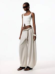 LYSMO 2025 Summer New Loose Double-Pleated Egg-Shaped No-Waist Three-Quarter Pants For For Retro Style, Edgy Minimalist, Y2K Chic, Avant-Garde Urban Streetwear, And Vacation Outfits