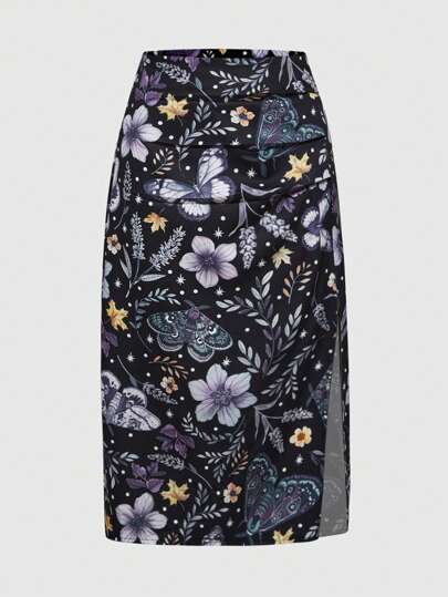 Women's Fairycore Butterfly & Moth Plant Floral All-Over Print Mini Skirt