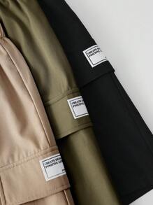 3 件套儿童男童休闲纯色宽松梭织短裤带口袋百搭舒适日常穿着适合通勤、上学、休闲、旅行、运动、春夏秋冬