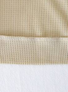 SHEIN 年轻女孩年轻女孩女孩简约设计纯色纹理面料夹克，适合日常通勤和休闲穿着 - 卡其色 - 查看 4