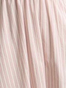 Nöista 粉色条纹泡泡袖长裙，深V领，露背系带设计。优雅气质，是海滩度假或美国独立日造型的理想之选。充满女性魅力，是机场装或夏季造型的完美之选。 - 粉色 - 查看 4