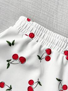 Comfortcana 女士休闲中腰宽松短裤，适合夏季家居服，樱桃印花 - 彩色 - 查看 3