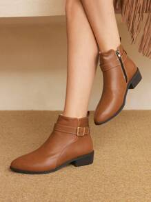 Styleloop Nuovi stivali corti da donna in stile retrò europeo e americano, con suole spesse, antiscivolo, e con rialzo