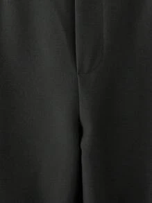 SHEIN Tween Boys Plain Color One-Button Front Casual/Commute Long Pants Fall Winter - Black - View 4