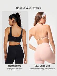 GLOWMODE Soft Stretchy Power Up 4-Way Adjustable Straps Bonding Tech Backless Sports Bra Yoga Daily Removable Cups