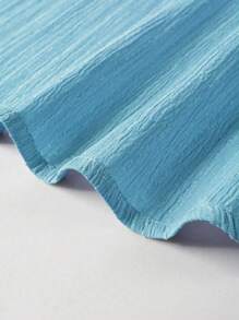 Manfinity Homme Men's Summer Casual Solid Color Short Sleeve Shirt Light Blue Shirt Baby Blue Shirt Sky Blue Shirt Turquoise Shirt Men Light Blue Shirt - Blue - View 4