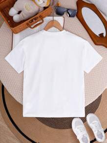 Teenagers Girls' Casual Fashionable Minimalist Lily Flower Print Short Sleeve T-Shirt
