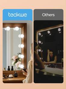 Teckwe LED Makeup Vanity Fill Lights Mirror, USB Three-Color Mirror Front Light Led Makeup Light With Rotatable Cable, Holly Wood Style Vanity Lights,Dimmable, Colored, Fill Light Bulb For Dressing Table, Beauty Makeup Mirror Light Bathroom Lighting, Valentine's Day Gift