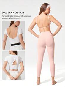 GLOWMODE Soft Stretchy Power Up 4-Way Adjustable Straps Bonding Tech Backless Sports Bra Yoga Daily Removable Cups