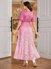 Modelyn Elegant & Romantic Gradient Color Cinched Waist Cinched Waist Fit Women Fashion Young Dress