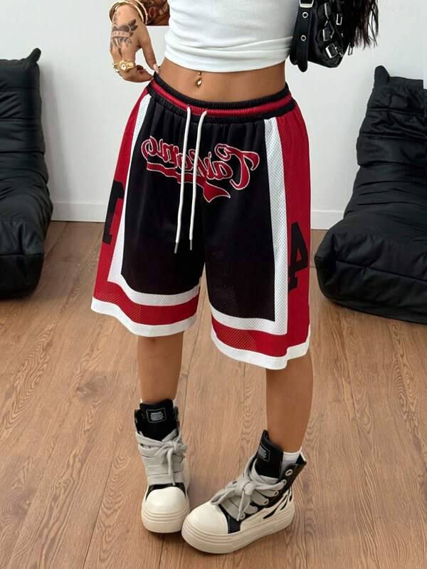 Coolane Ținute de vară streetwear pentru femei și bărbați, sport, rave, festival, grafică, pantaloni scurți de trening respirabili din plasă