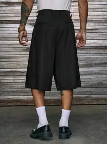 AXEPEAK Loose Men's Bermuda Shorts, Light And Comfortable, Pleats Design, Spring/Summer - Black - View 2