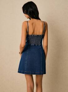 Poéselle Vestido de peto vaquero de lavado informal para mujer