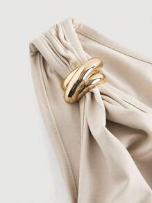 SHEIN MOD Damenkleid mit hohem Schlitz, asymmetrischer Schulterpartie, Metallschnalle, tailliert, langes Apricot-Kleid, Hochzeitsgastkleid Damen, Geburtstagskleider für Damen, Country-Konzert-Outfit, Partykleider für Damen, Brunch-Outfits für Damen, elegante Outfits für Damen, Teeparty-Kleid, Boho-Kleidung Damen, Büro-Outfits für Damen, Arbeitskleidung Damen, Kleidung für den Schulanfang, Flughafen-Outfit für Damen, One-Shoulder-Kleid, beiges Kleid - Aprikosenfarben - Übersicht 4