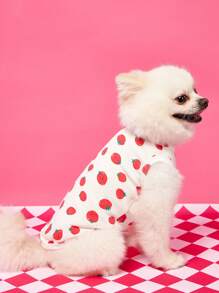 PETSIN Soft Material Lightweight Breathable Pet Vest With Cute Minimalist Tomato Print Pattern, Suitable For Cats & Dogs, Popular In Europe And America, Summer