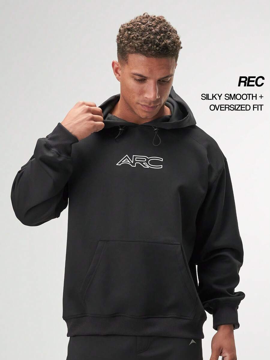 ARC Activewear 超大连帽运动上衣 健身夹克 套头衫 - 黑色 - 查看 1