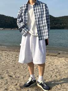 DAZY Kurtka męska i odzież wierzchnia w kratę wielokolorową na wiosnę i lato - Niebieski - Zobacz 5