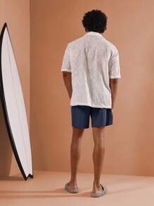 SUMWON Men Summer Bermuda Swimshort Pull On Beach Pool Drawstring Regular Fit Elastic Waist Lounge Shorts Plain - Navy Blue - View 5
