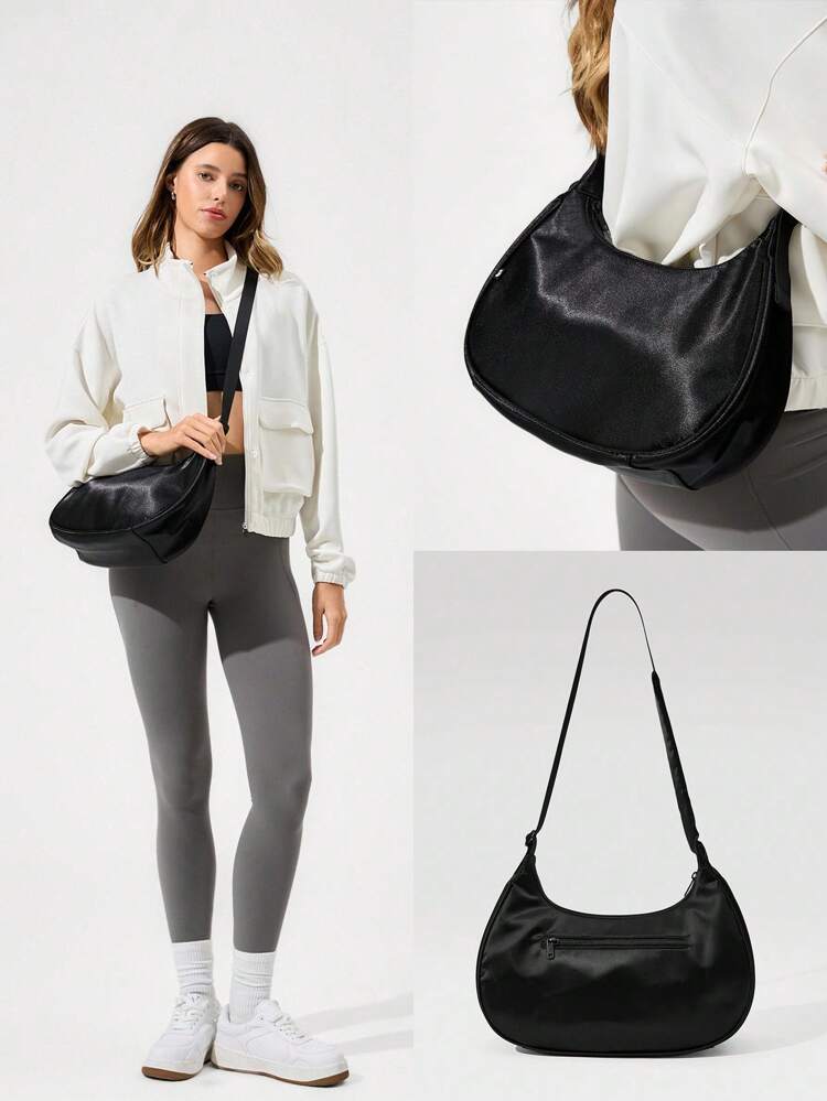 Shine On 6L Satin Zipper Pockets Waterproof Lining Shoulder Crossbody Bag Purse Daily Casual Wear