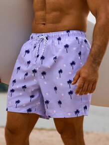 Manfinity VDAYZ Men's Coconut Tree Printed Casual Beach Shorts - Multicolor - View 7