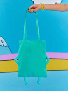Adventure Time X ROMWE Cute Embroidered Padded Shoulder Bag - Green - View 7
