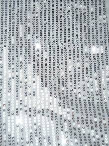 Elenzga 2pcs Plus Size Sequined Fashion Sleeveless Top And Pants Set - White - View 7