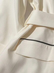 Franclia Blazer de talla grande de unicolor, elegante francés, con decoración de cintura en bloqueo de color y mangas 3/4 - Albaricoque - Ver 5