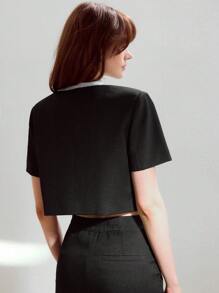 MOTF STUDIO CONTRAST TRIM BUTTON UP JACKET - Black - View 3
