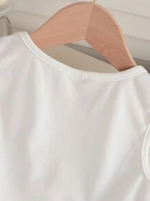 2件套幼儿女孩可爱蝴蝶结装饰背心和粉色格子阔腿裤套装 - 彩色 - 查看 6