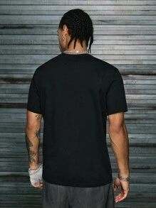 AXEPEAK Men Geo & Deer Graphic Print Short Sleeve Tee, For Going Out, Summer - Black - View 2