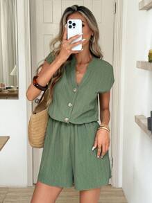 Easowa 女式休闲抽象图案无袖连体裤，春夏季假期日常基本款夏季度假和日常穿着基本款日常和度假连体裤女式优雅连体裤夏季外出服装女式夏季服装女式夏季服装女式连体裤夏季女式夏季服装欧洲夏季机场服装女式波西米亚风女装度假服装女式海滩服装 - 綠色 - 查看 5