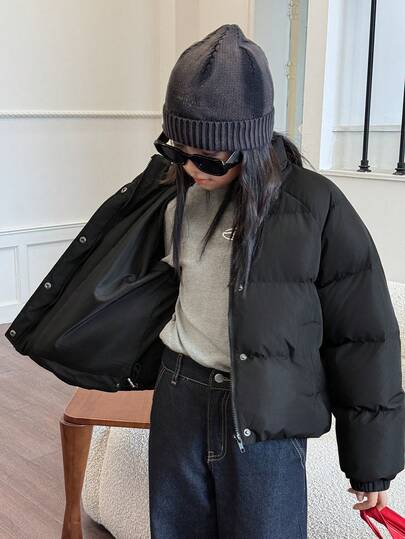 DAZY 青少年女孩街头风格休闲长袖夹克，冬季