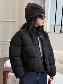 DAZY Tween Girls Street Style Casual Long Sleeve Jacket, Winter - Black - View 6