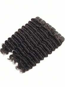 Deep Wave Human Hair Bundles 100% Unprocessed Brazilian Virgin Deep Curly 3 Bundles Human Hair Extensions 12A Deep Wave Double Weft Human Hair Bundles Natural Color - Natural Black - View 2