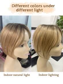 10英寸女士假发片，真人发丝，适合头发稀疏的女性；3.5*4英寸蕾丝假发片，带刘海，夹式接发片