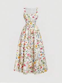 SHEIN MOD 大码女式花卉印花连衣裙 - 彩色 - 查看 1