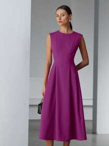 Aveloria Modichic 优雅百搭、设计感十足的V领无袖简约红色连衣裙，适合情人节穿着