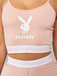 Missguided x Playboy Premium Studio Biker Set High Waisted Mid Thigh Length Two Piece Outfit