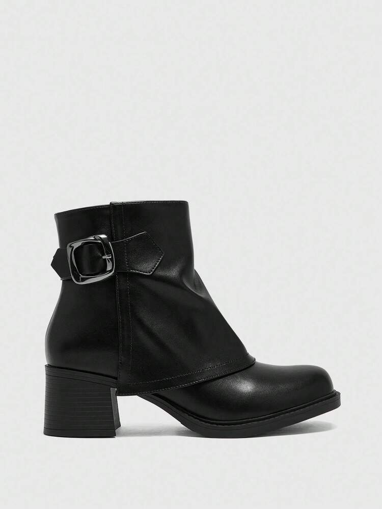 CUCCOO BIZCHIC Women's Fashionable Black Elegant Mid-Calf Boots