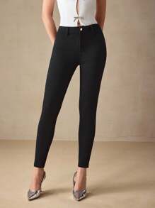 Selenza Quần Jeans Ôm Dáng Màu Trơn Thường Ngày - màu đen - Xem 2