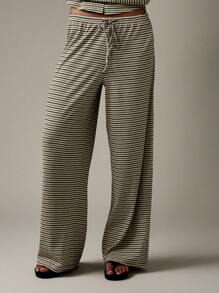 MISSGUIDED Button Through Ribbed Co Ord Set Striped Wide Leg Loungewear Matching Outfit Holiday Casual Vacation Resort Wear Everyday Comfort - Multicolor - View 5