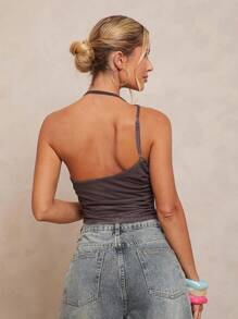 Lumalex Traje de baño modesto de verano de estilo antiguo, traje de baño, ropa de playa, elegante, bohemio, BOHO, mar, playa, caluroso, al aire libre, ricamente multicapa, temporada de boda, ceremonia de mayoría de edad, blusa asimétrica con estampado floral y espalda descubierta para mujer - Café integral - Ver 2