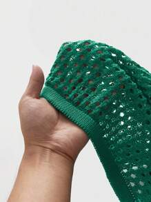 ROMWE MEN Street Life 男士复古领针织拼布毛衣，时尚 - 綠色 - 查看 6