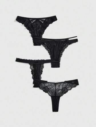 4 Stücke/Set Gothic Spitze Mesh Stoff Schmetterling Metallschnalle Dekorative String Höschen Unterhosen