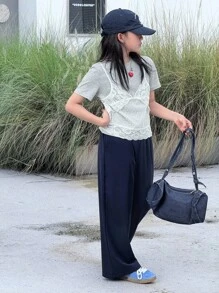 Dazy Kids Tween Girl Summer Outfit, Girls's Grey T-Shirt And Pant Set, Casual Streetwear Style Set - Grey - View 2