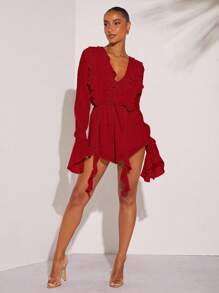 L'Amorae Mono con volantes de unicolor elegante y mangas abullonadas