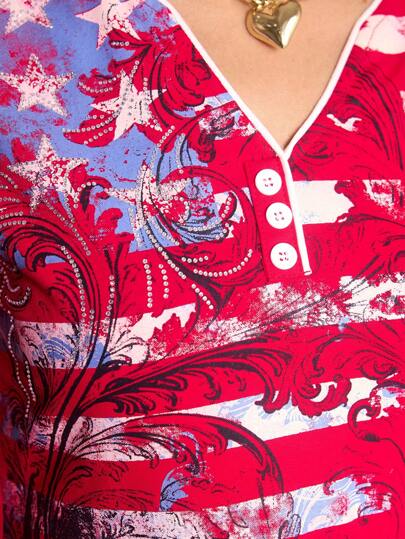 Fairycore T-shirt avec décoration de strass de drapeau patriotique et d'étoiles, style grunge rétro Y2K pour femmes