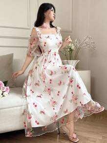 Modelyn 女士迷人刺绣露肩连衣裙，优雅春夏 - 彩色 - 查看 2