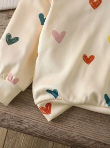 LMoss Kids Sudadera con capucha de punto con estampado de corazón para niña joven, sudadera con estampado de corazón, sudadera linda para niña joven, en otoño/invierno - Multicolor - Ver 5