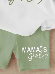 SHEIN Leap Crew Baby Girl Casual Minimalist Short Sleeve Outfit, Suitable For Spring/Summer - Multicolor - View 4